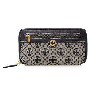 T MONOGRAM JACQUARD ZIP CONTINENTAL WALLET
